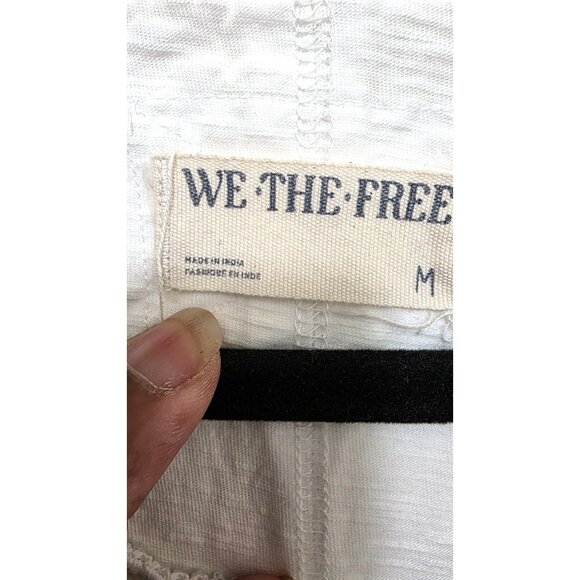 We The Free White Long-Sleeve Henley Thermal Top Crochet Sleeve Detail Womens M - Picture 4 of 6